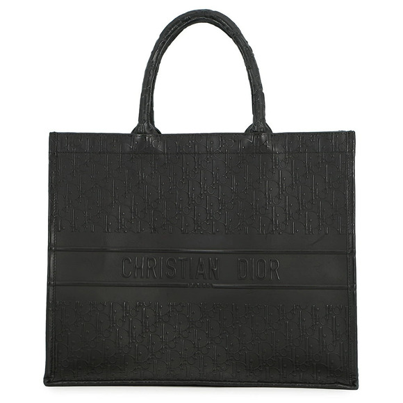 Black Oblique Embroidery Dior Book Tote - Leather Tote Bag  Dior Tote Bag Book Oblique Calf Leather Trotter Black Christian